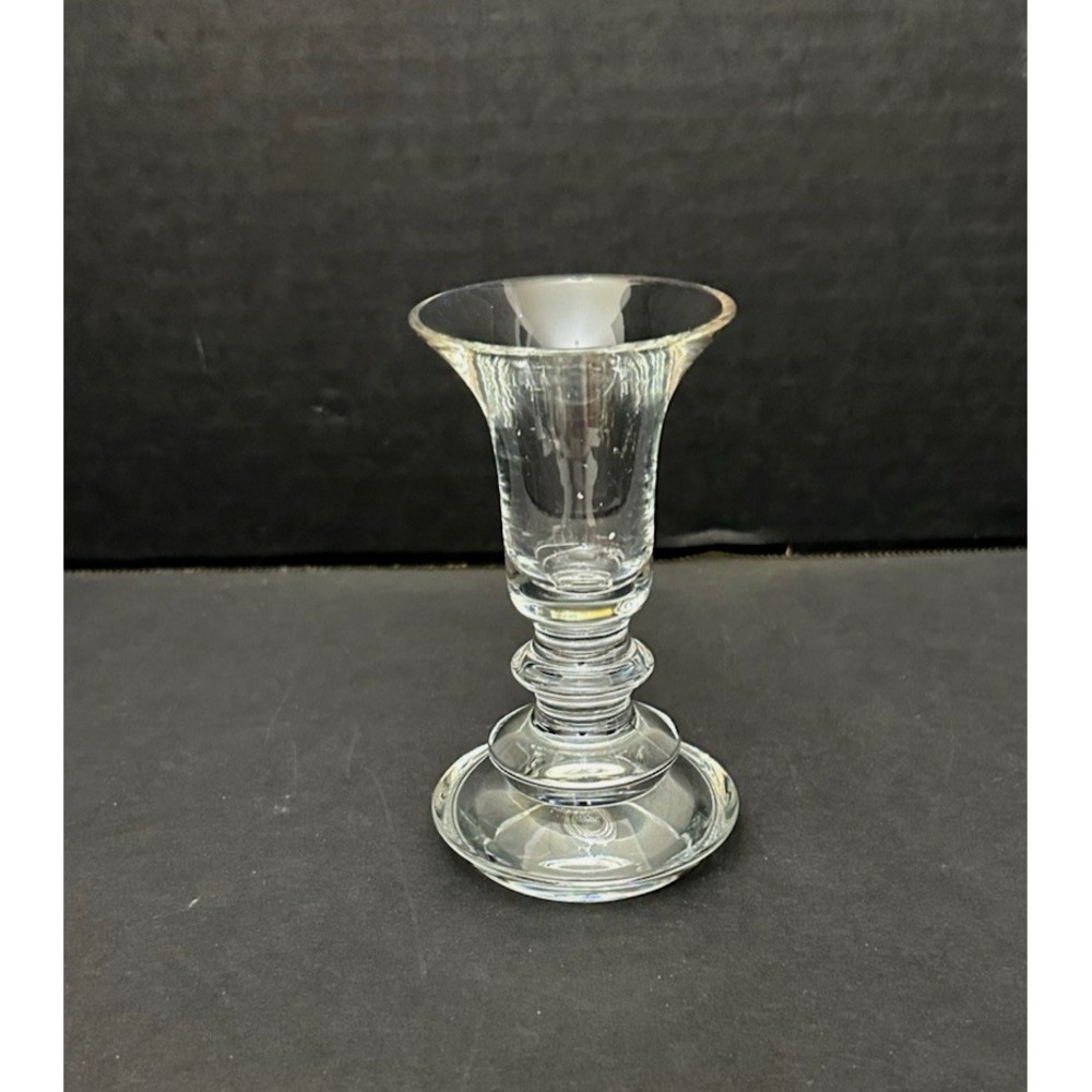 Crystal Candlestick Holder Vase Clear Glass Trumpet Shaped Top Baluster Stem
